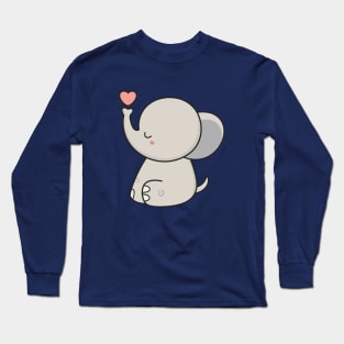 Kawaii Cute Elephant With A Heart Long Sleeve T-Shirt